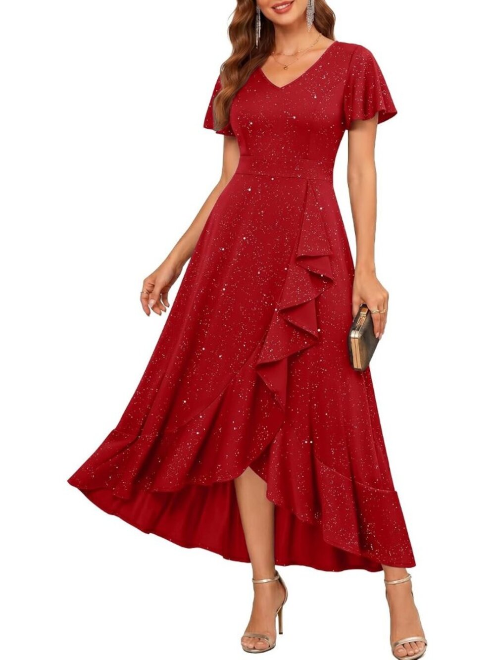 Glamorous Sequin High Low Cocktail Dress | Women's Evening Party Dress